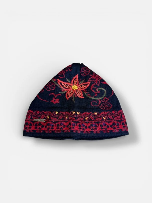Hand-Embroidered Alpaca Beanie — Llama Butterfly